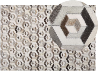 Teppich Kuhfell beige / braun 140 x 200 cm geometrisches Muster Kurzflor TAVAK