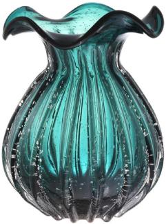 Casa Padrino Glas Vase / Blumenvase Grün Ø 26 x H. 33 cm - Luxus Wohnzimmer Deko