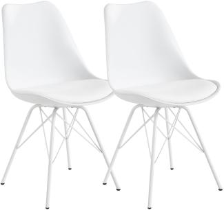 KADIMA DESIGN Skandinavische Esszimmerstühle, 2er Set – Wählen Sie zwischen Rosa, Grau, Weiß, Schwarz, in Samt oder Kunststoff. Farbe: Weiß, Material: Kunststoff