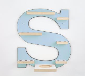 Schreinerei Linden 'Buchstabe S' Tonie-Regal, Holz blau, 45 x 41 cm