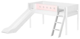 Flexa 'White' Halbhochbett mit Rutsche, weiß/rosa, schräge Leiter, 90x190cm