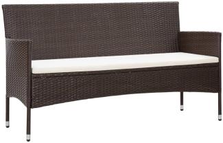 vidaXL Gartensofa 3-Sitzer mit Kissen Braun Poly Rattan