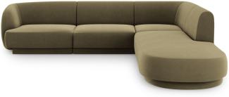Micadoni 6-Sitzer Samtstoff Ecke rechts Sofa Miley | Bezug Green | Beinfarbe Black Plastic