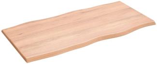 vidaXL Tischplatte 100x50x2 cm Massivholz Eiche Behandelt Baumkante
