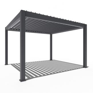 Weide Prestige Pergola | Voll-Alu-Pavillon | 3,6 x 4 M | Inkl. LED & 4x Sonnenrollo | Lamellendach Anthrazit