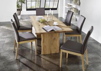 Tischgruppe Massivholz Dajana Esstisch mit 6 Stühlen massiv Holz Wildeiche/Braun 12018
