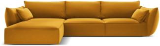 Micadoni 4-Sitzer Samtstoff Ecke links Sofa Kaelle | Bezug Yellow | Beinfarbe Black Plastic