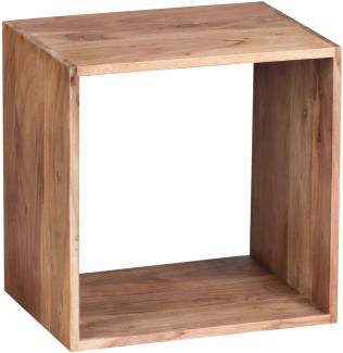 KADIMA DESIGN Cube Regal NAKO - Massivholztisch/Bücherregal mit Cube-Design & großer Ablagefläche für vielseitige Nutzung. Farbe: Beige