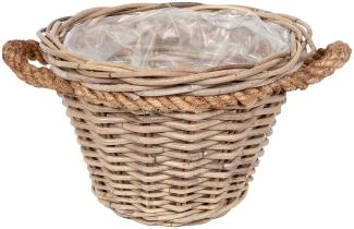 Pflanzkorb VERONA-6 Rund ca. D30cm Rattan Übertopf Blumenkorb Korb mit Henkeln