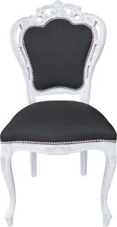 Casa Padrino Barock Esszimmer Stuhl ohne Armlehnen Schwarz / Antik Weiß - Designer Stuhl - Luxus Qualität