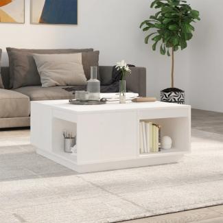 vidaXL Couchtisch Weiß 80x81x36,5 cm Massivholz Kiefer