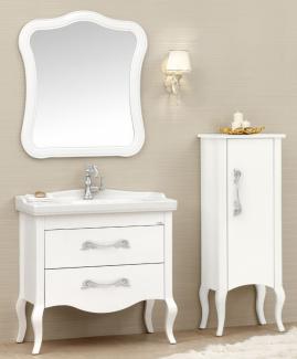 Casa Padrino Luxus Barock Badezimmer Set Weiß / Silber - 1 Waschtisch & 1 Waschbecken & 1 Wandspiegel & 1 Kommode - Edel & Prunkvoll - Luxus Qualität