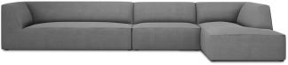 Micadoni 5-Sitzer Modular Ecke rechts Sofa Ruby | Bezug Grey | Beinfarbe Black Plastic