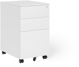 STEELSØN 'Vespero' Rollcontainer, weiß, 65x39x50 cm, mit 1 großer und 2 kleinen Schubladen und Schlüsselschloss
