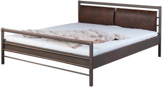 Bed Box Metall Bettrahmen Bettgestell Aurora 1032 mit Lederlookeinsatz im Kopfteil Größe 160x220 cm