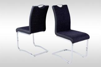 Esszimmerstühle Stühle Freischwinger 4er Set FERIS Webstoff Schwarz