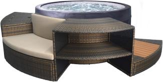 NetSpa Vita Whirlpool halbstarr rund für 4 Personen Ø 156 x 73 cm inkl. Umrandung mit 5 teiliges Mob