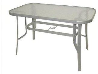 Gartentisch Tisch mit Glasplatte und Stahlgestell 120x70 cm