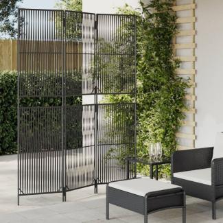 vidaXL Paravent 3-tlg. Schwarz Poly Rattan