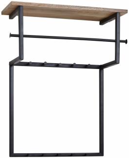 Design Wandgarderobe Mango Massivholz Metall 60x76x26 cm