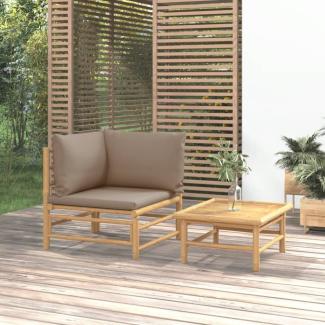 vidaXL 2-tlg. Garten-Lounge-Set mit Taupe Kissen Bambus