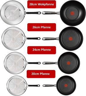 Tefal E76 Jamie Oliver Pfannenset- Pfanne 20cm, 24cm, 26cm, Wok 28cm mit Deckel 7 tlg, Set 13 - Induktion