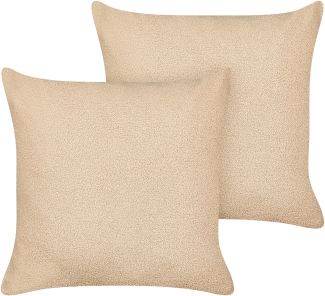 Kissen 2er Set Bouclé Sandbeige LEUZEA 60 x 60 cm