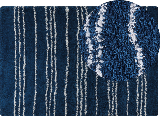 Teppich blau weiß 160 x 230 cm Streifenmuster Shaggy TASHIR