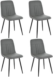 Merax Esszimmerstuhl (4 St), 4er-Set Polsterstuhl, Sitzfläche aus PU Kunstleder, Gestell aus Metall, Rückenstreifennähte, Dunkelgrau