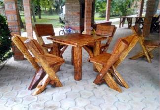Casa Padrino Gartenmöbel Set Rustikal Tisch + 4 Garten Stühle - Eiche Massivholz - Echtholz Möbel Massiv