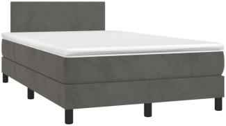 vidaXL Boxspringbett mit Matratze & LED Dunkelgrau 120x190 cm Samt