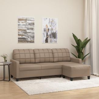 3-Sitzer-Sofa mit Hocker Cappuccino-Braun 180 cm Kunstleder