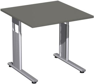 Schreibtisch 'C Fuß Flex' höhenverstellbar, 80x80cm, Graphit / Silber