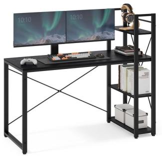 VASAGLE Schreibtisch, Computertisch mit Regalböden rechts oder links,120 cm langer Bürotisch, Arbeitszimmer, Homeoffice, einfache Montage, stabil, Industrie-Design, schwarz von SONGMICS LWD049B56