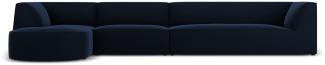 Micadoni 6-Sitzer Samtstoff Modular Ecke links Sofa Ruby | Bezug Royal Blue | Beinfarbe Black Plastic
