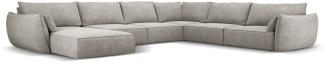 Micadoni 8-Sitzer Panorama Ecke rechts Sofa Kaelle | Bezug Light Grey | Beinfarbe Black Plastic