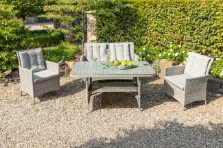 greemotion Lounge-Set Sofia, 4-teiliges Polyrattan, Gartenmöbel Ecksofa-Set mit Tischen