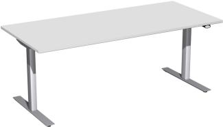 Elektro-Hubtisch 'Flex', höhenverstellbar, 180x80x68-116cm, gerade, Lichtgrau / Silber