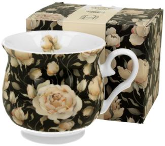 DUO FLORAL Retro Becher 500 ml ENGLISH ROSES BLACK New Bone China Porzellan