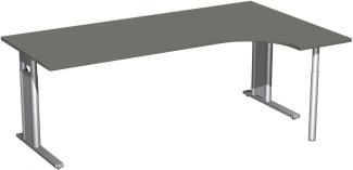 PC-Schreibtisch rechts, höhenverstellbar, 200x120cm, Graphit / Silber