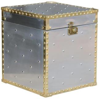 Casa Padrino Luxus Designer Aluminium Beistelltisch / Truhe - Art Deco Vintage Flieger Möbel - Koffer Truhe
