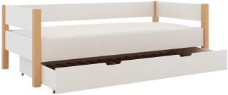 Polini-Kids 'Lollipop' Sofabett mit Zusatzbett-Bettkasten, massives Buchenholz weiß, 90 x 200 cm