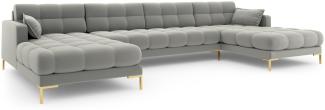 Micadoni 6-Sitzer Panorama Sofa Mamaia | Bezug Light Grey | Beinfarbe Gold Metal