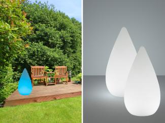 LED Außenleuchte 2er SET USB Gartenlampe mit Farbwechsel Höhe 38cm