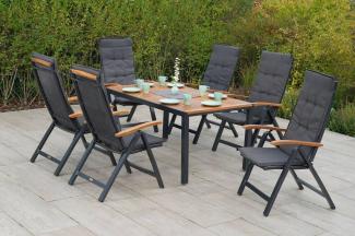 YOURSOL by Merxx Gartenmöbel Set Tilos 6 Personen mit Tisch 150 x 90 cm, verstellbare Klappstühle