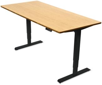 Desktopia Pro - Elektrisch höhenverstellbarer Schreibtisch / Ergonomischer Tisch mit Memory-Funktion, 5 Jahre Garantie - (Bambus Echtholz, 180x80 cm, Gestell Schwarz)
