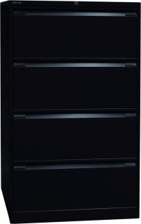 Bisley Hängeregistraturschrank, doppelbahnig, DIN A4, 4 HR-Schubladen, Farbe schwarz