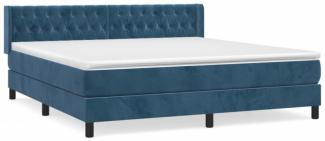 vidaXL Boxspringbett mit Matratze Dunkelblau 180x200 cm Samt