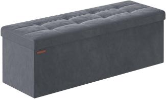 SONGMICS Sitzbank mit Stauraum, klappbare Sitztruhe, 2 extra Aufbewahrungsboxen, 38 x 110 x 38 cm, bis 300 kg belastbar, für Flur, Wohnzimmer, Schlafzimmer, schiefergrau LSF277G01