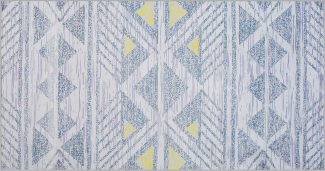 Teppich grau-gelb geometrisches Muster 80 x 150 cm KARGI